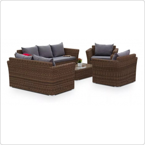 Диван из ротанга трехместный 4SIS Капучино, цвет коричневый