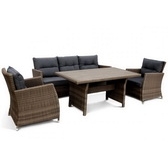 Комплект плетеной мебели для дачи с диваном Афина-мебель AFM-308B Beige/Grey стол диван и 2 кресла с подушками