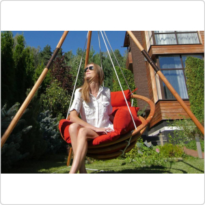 Подвесное деревянное кресло качели с подушками МАЙЯ SET
