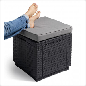 Столик Keter Пуфик Куб с подушкой (Cube with cushion) графит