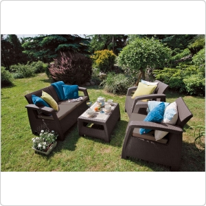 Комплект уличной мебели Keter Corfu Set коричневый