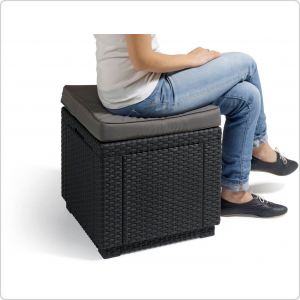 Столик Keter Пуфик Куб с подушкой (Cube with cushion) графит