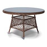 Садовый стол 4sis Эспрессо из стекла и ротанга, цвет коричневый