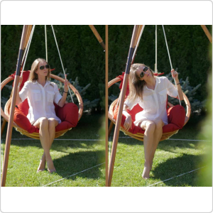 Подвесное деревянное кресло качели с подушками МАЙЯ SET