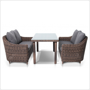 Обеденная группа 4 SIS Кон Панна Дабл дачная плетеная мебель стол 2 двухместных дивана с подушками
