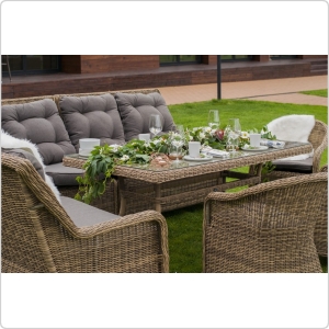 Обеденная группа 4 SIS Базелла дачная плетеная мебель стол угловой дивани и 3 кресла с подушками