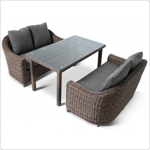 Обеденная группа 4 SIS Кон Панна Дабл дачная плетеная мебель стол 2 двухместных дивана с подушками