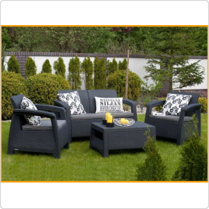 Комплект уличной мебели Keter Corfu Box Set графит